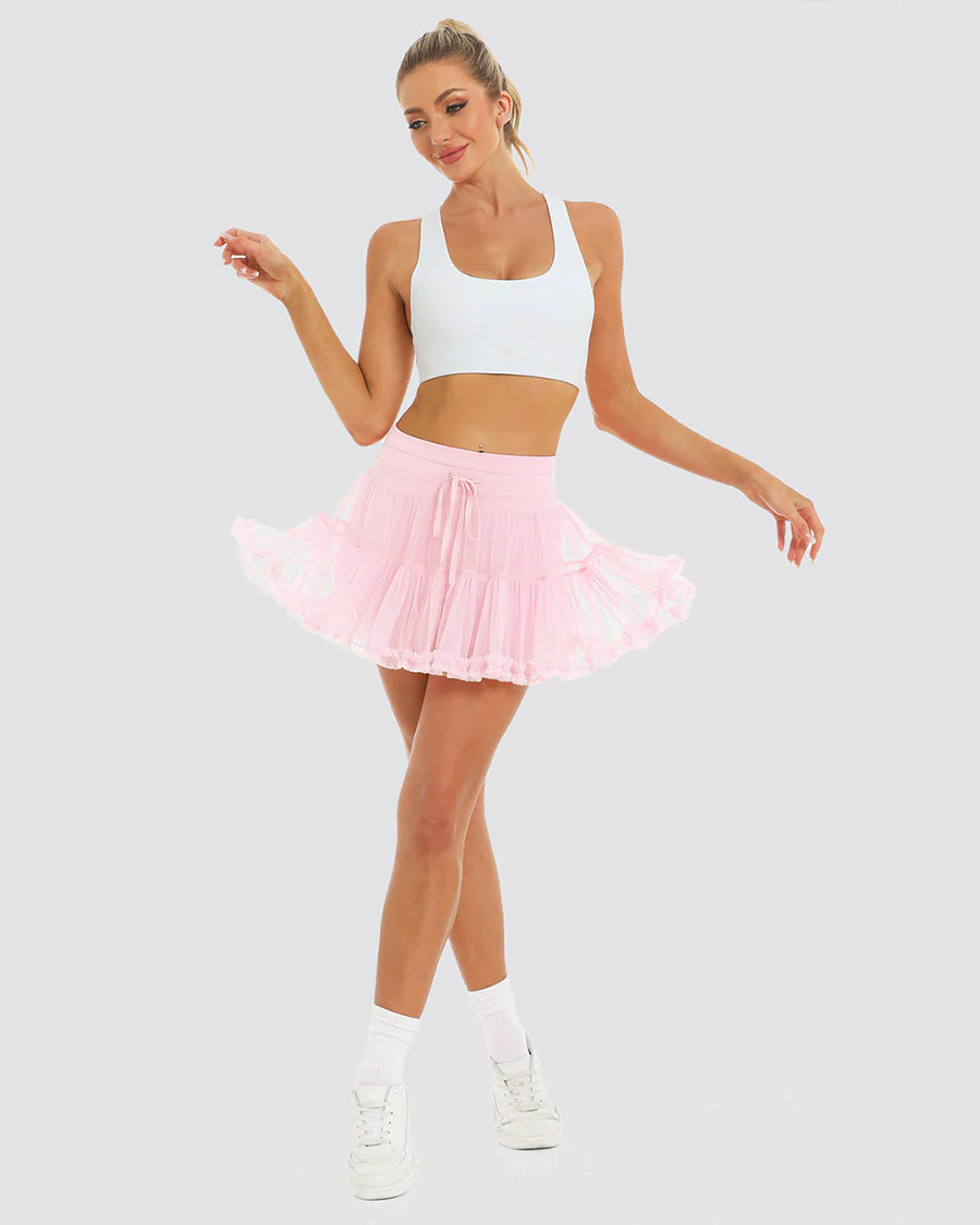Layered Tennis Skort | Elegant High-Waisted Cake Skirt with Hidden Short - Image 5