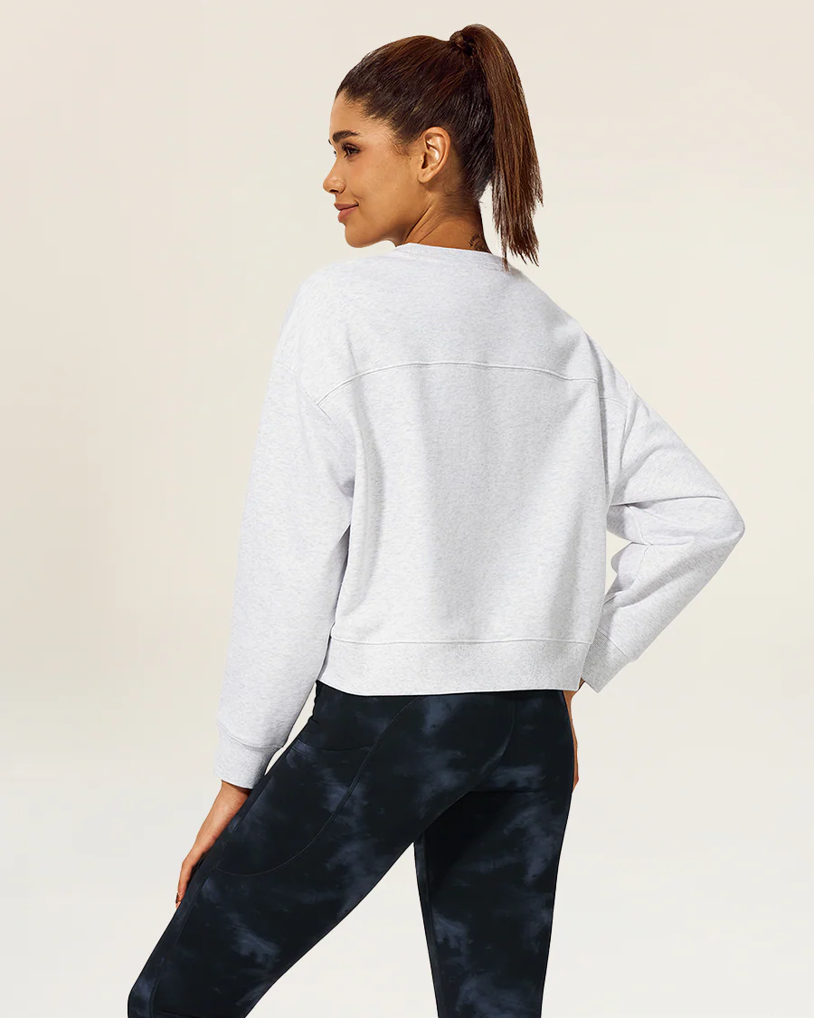 Crop Oversized Sweatshirt | Casual Drop Shoulder Crew Neck Pullover - Image 3