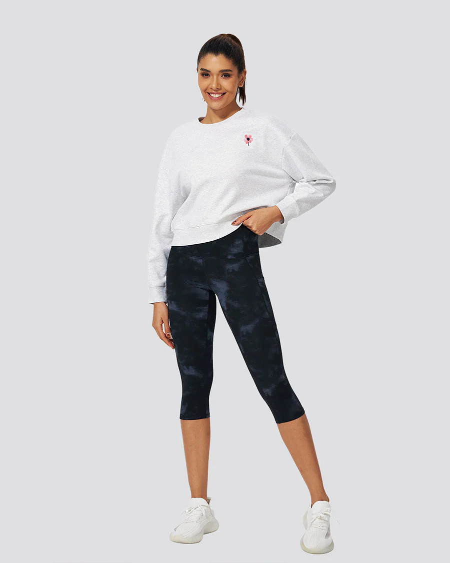 Crop Oversized Sweatshirt | Casual Drop Shoulder Crew Neck Pullover - Image 4