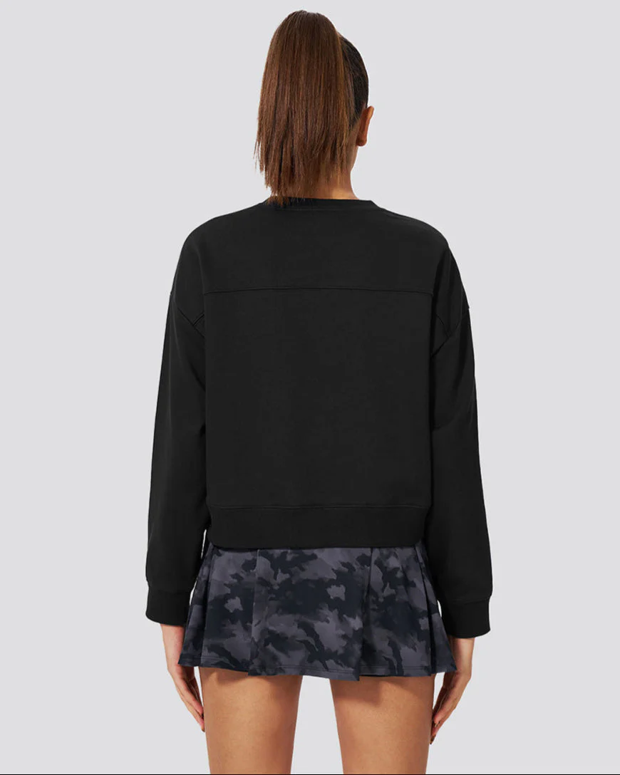 Crop Oversized Sweatshirt | Casual Drop Shoulder Crew Neck Pullover - Image 3