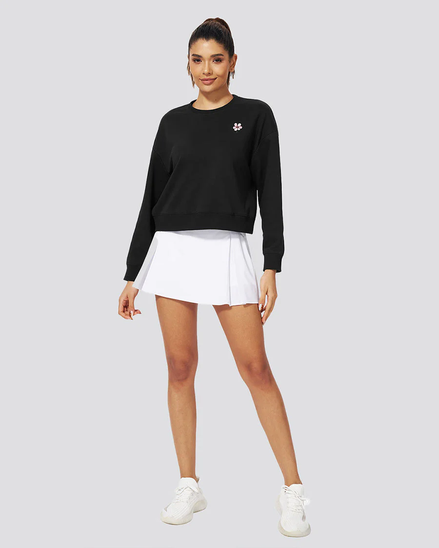 Crop Oversized Sweatshirt | Casual Drop Shoulder Crew Neck Pullover - Image 4