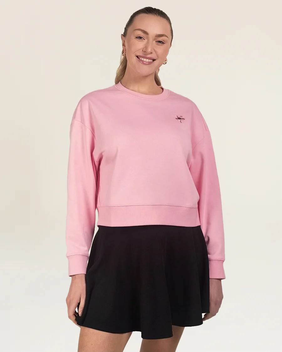 Crop Oversized Sweatshirt | Casual Drop Shoulder Crew Neck Pullover - Image 2