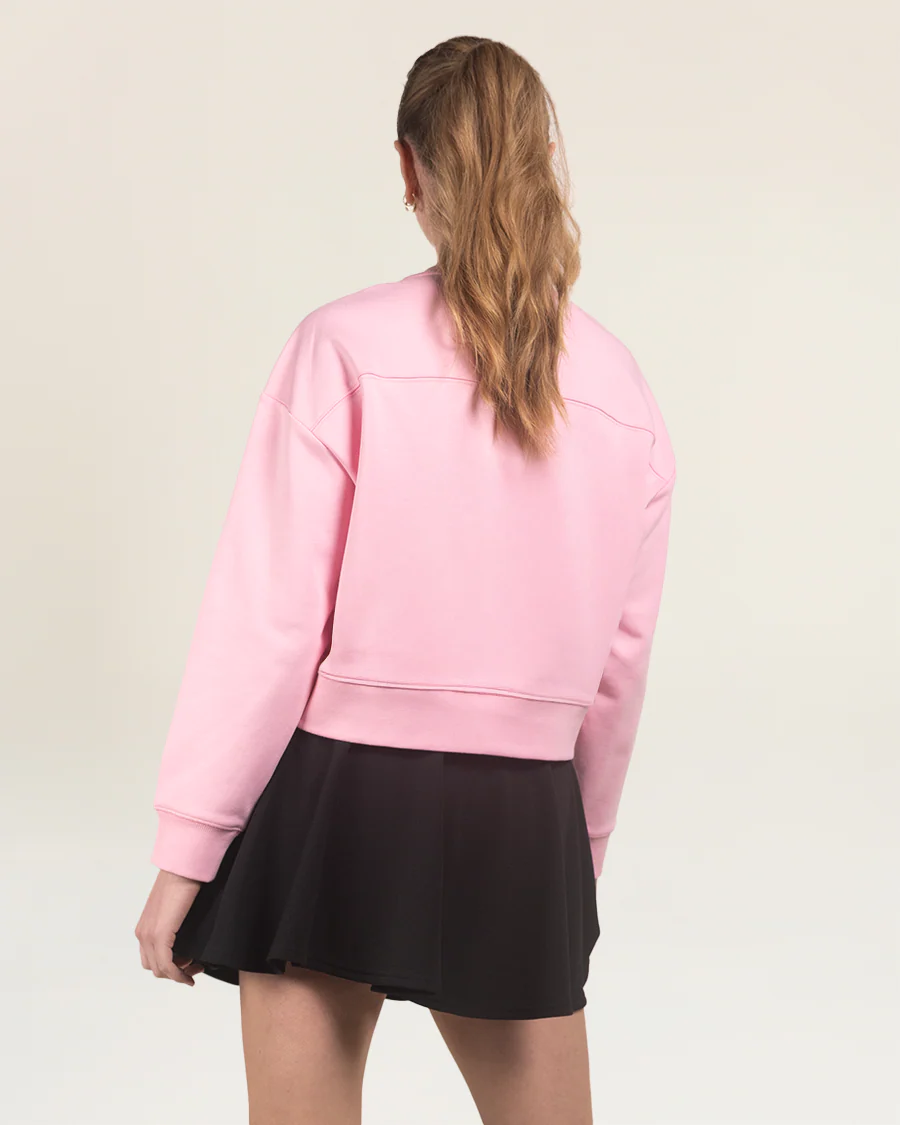 Crop Oversized Sweatshirt | Casual Drop Shoulder Crew Neck Pullover - Image 3