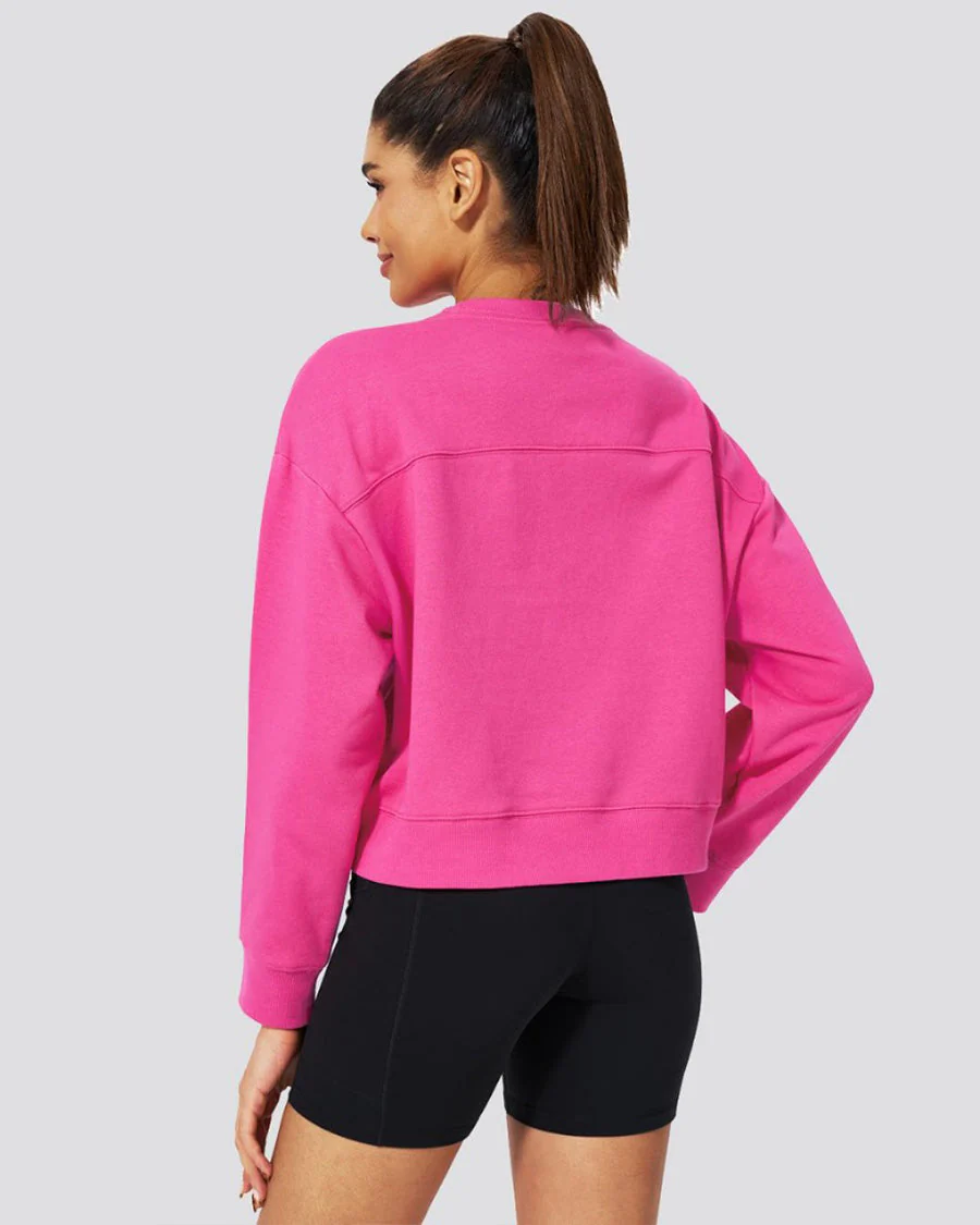 Crop Oversized Sweatshirt | Casual Drop Shoulder Crew Neck Pullover - Image 3