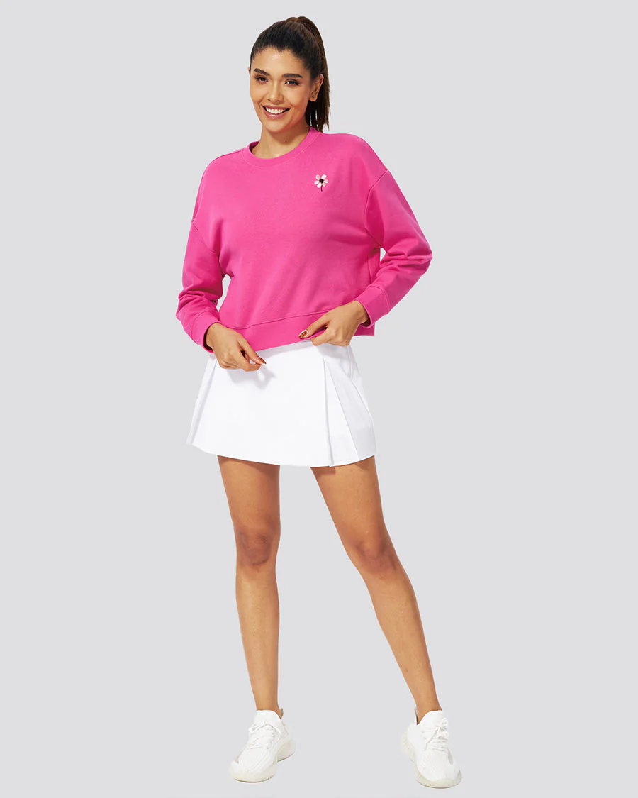 Crop Oversized Sweatshirt | Casual Drop Shoulder Crew Neck Pullover - Image 4