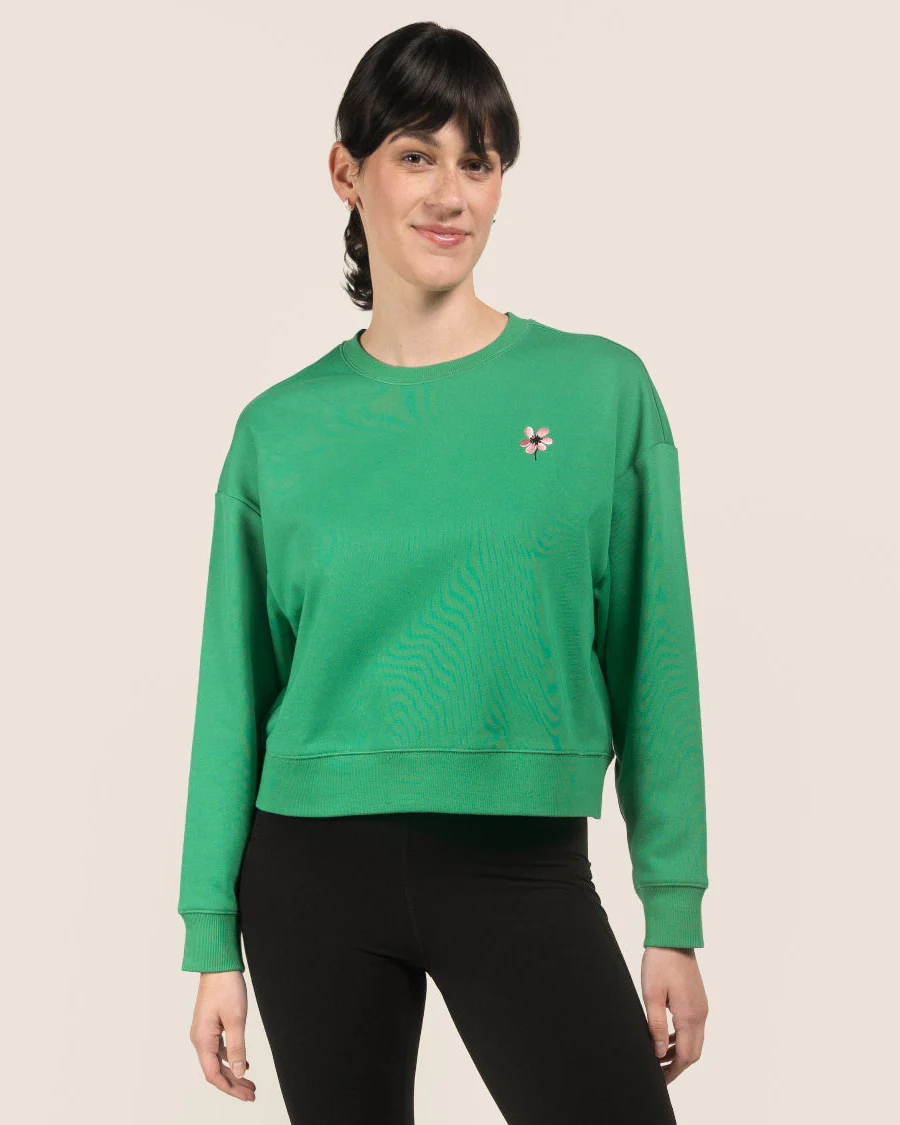 Crop Oversized Sweatshirt | Casual Drop Shoulder Crew Neck Pullover - Image 2