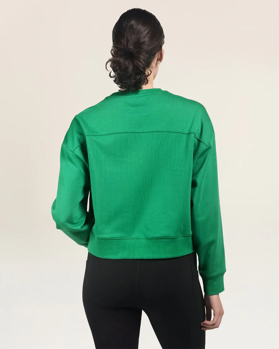 Crop Oversized Sweatshirt | Casual Drop Shoulder Crew Neck Pullover - Image 3