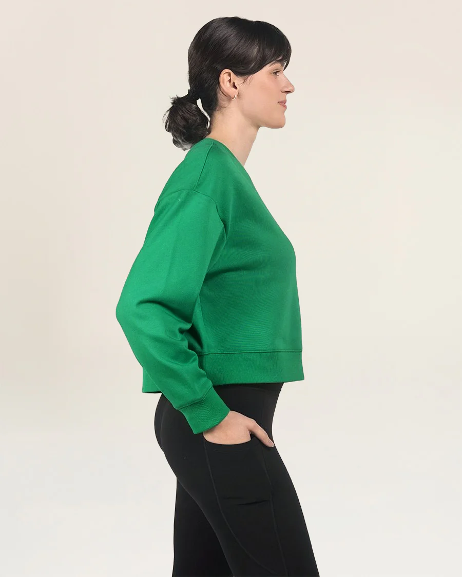 Crop Oversized Sweatshirt | Casual Drop Shoulder Crew Neck Pullover - Image 4