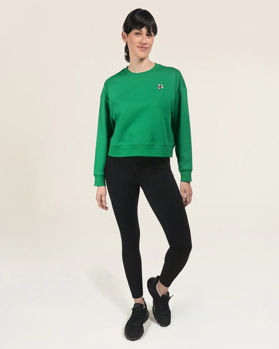 Crop Oversized Sweatshirt | Casual Drop Shoulder Crew Neck Pullover - Image 5