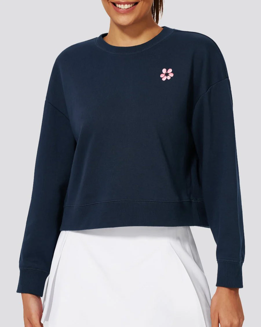 Crop Oversized Sweatshirt | Casual Drop Shoulder Crew Neck Pullover - Image 4