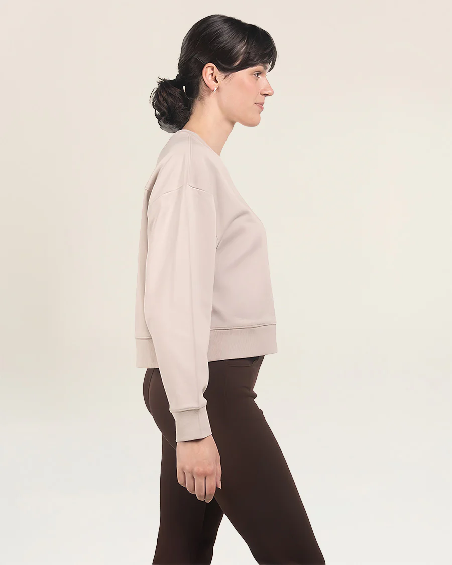Crop Oversized Sweatshirt | Casual Drop Shoulder Crew Neck Pullover - Image 4