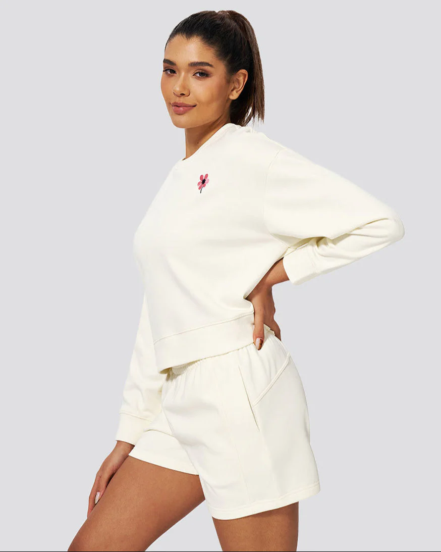 Crop Oversized Sweatshirt | Casual Drop Shoulder Crew Neck Pullover - Image 2