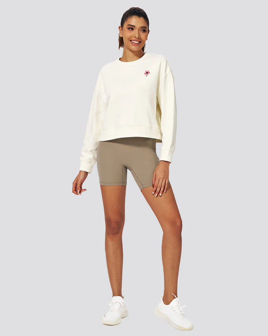 Crop Oversized Sweatshirt | Casual Drop Shoulder Crew Neck Pullover - Image 5