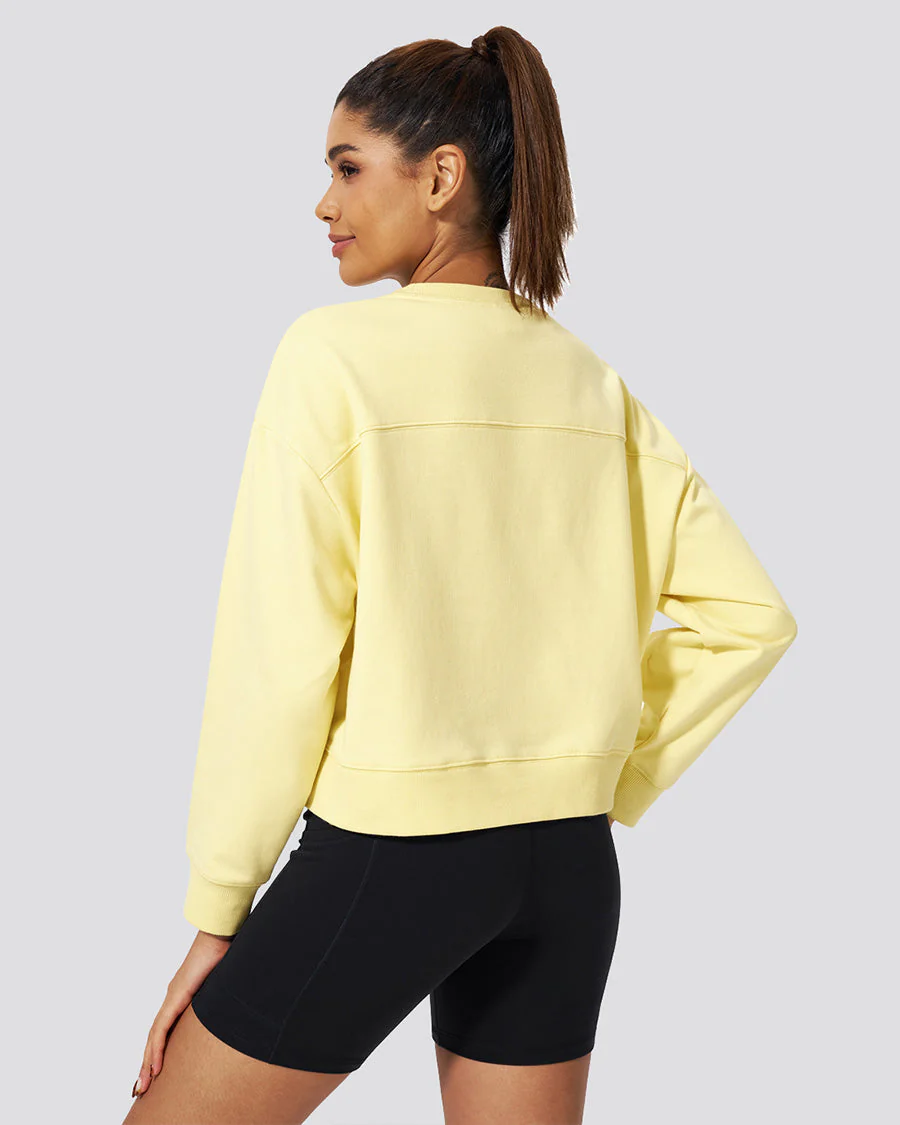 Crop Oversized Sweatshirt | Casual Drop Shoulder Crew Neck Pullover - Image 3