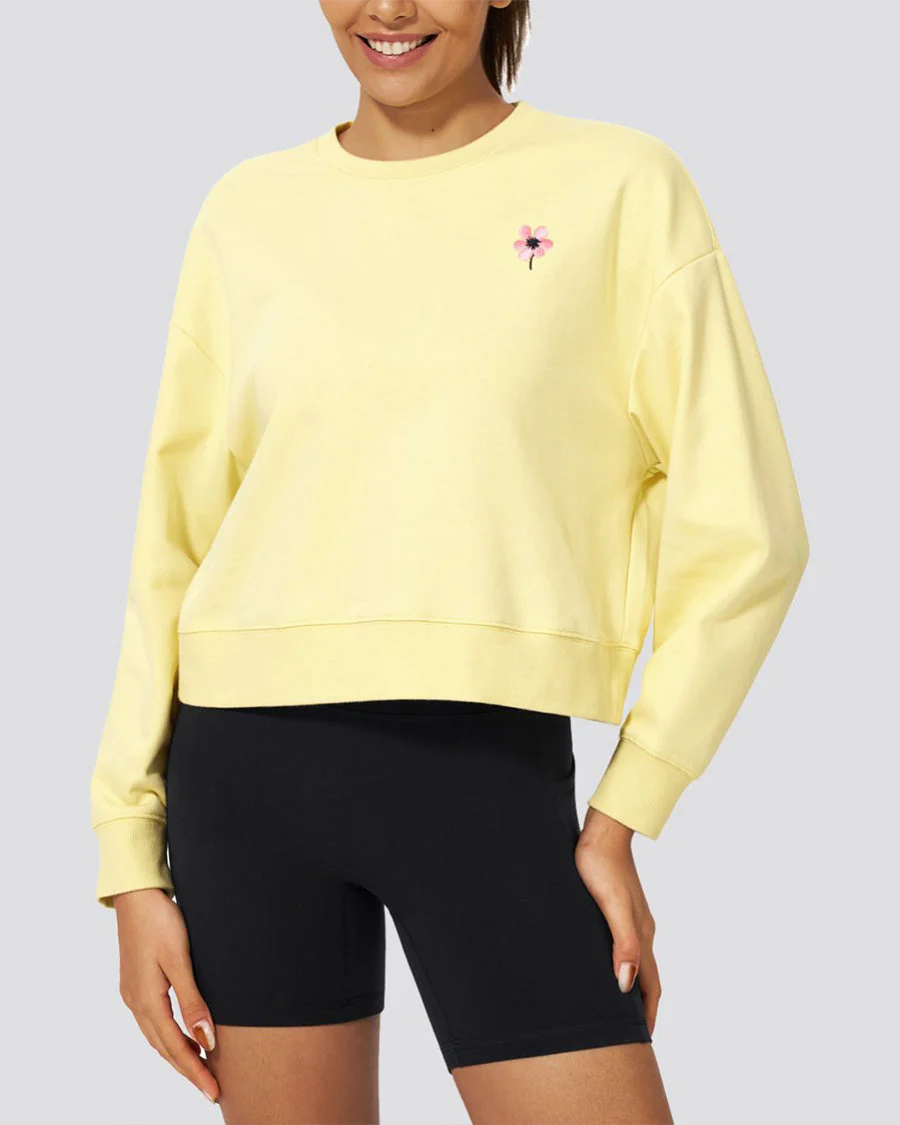 Crop Oversized Sweatshirt | Casual Drop Shoulder Crew Neck Pullover - Image 4