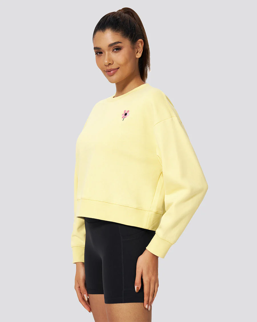 Crop Oversized Sweatshirt | Casual Drop Shoulder Crew Neck Pullover - Image 5