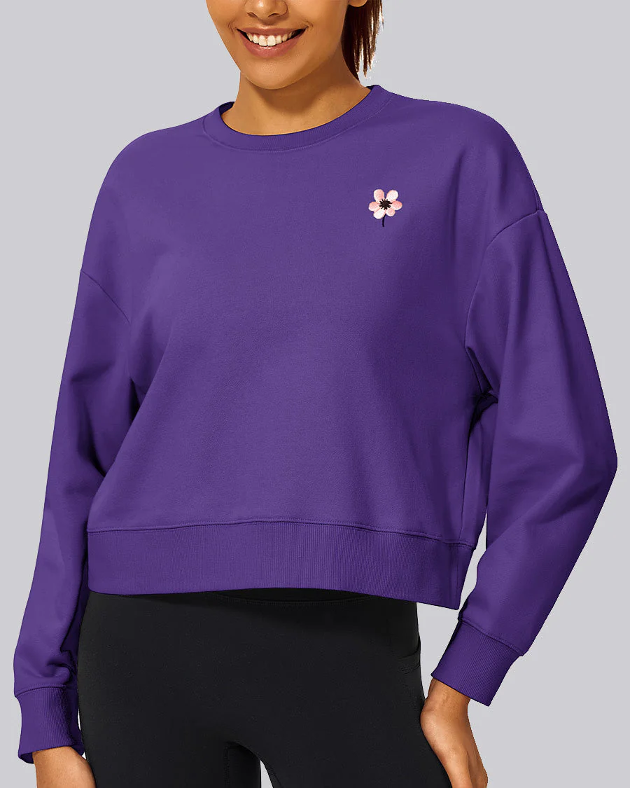 Crop Oversized Sweatshirt | Casual Drop Shoulder Crew Neck Pullover - Image 4