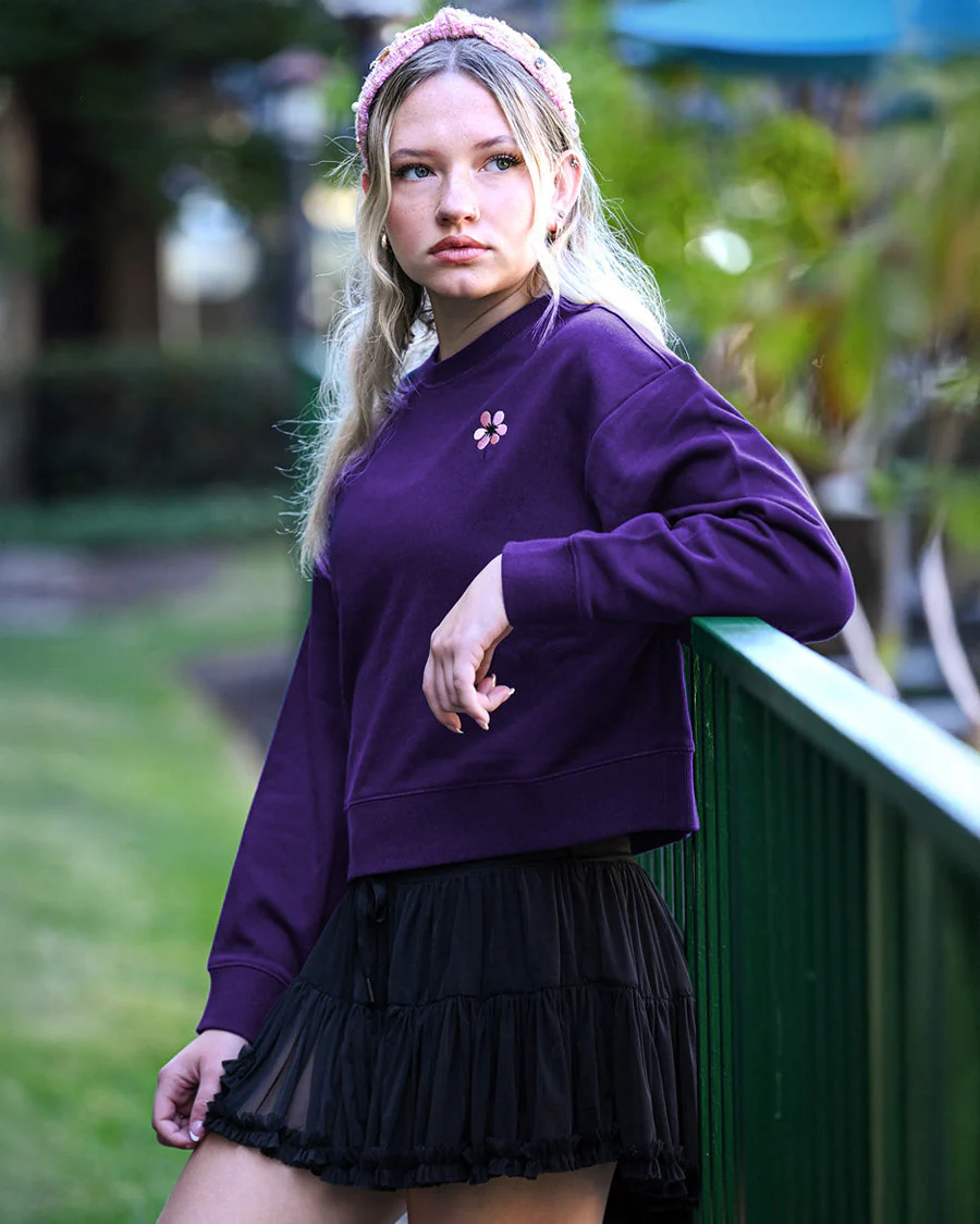 Crop Oversized Sweatshirt | Casual Drop Shoulder Crew Neck Pullover - Image 6